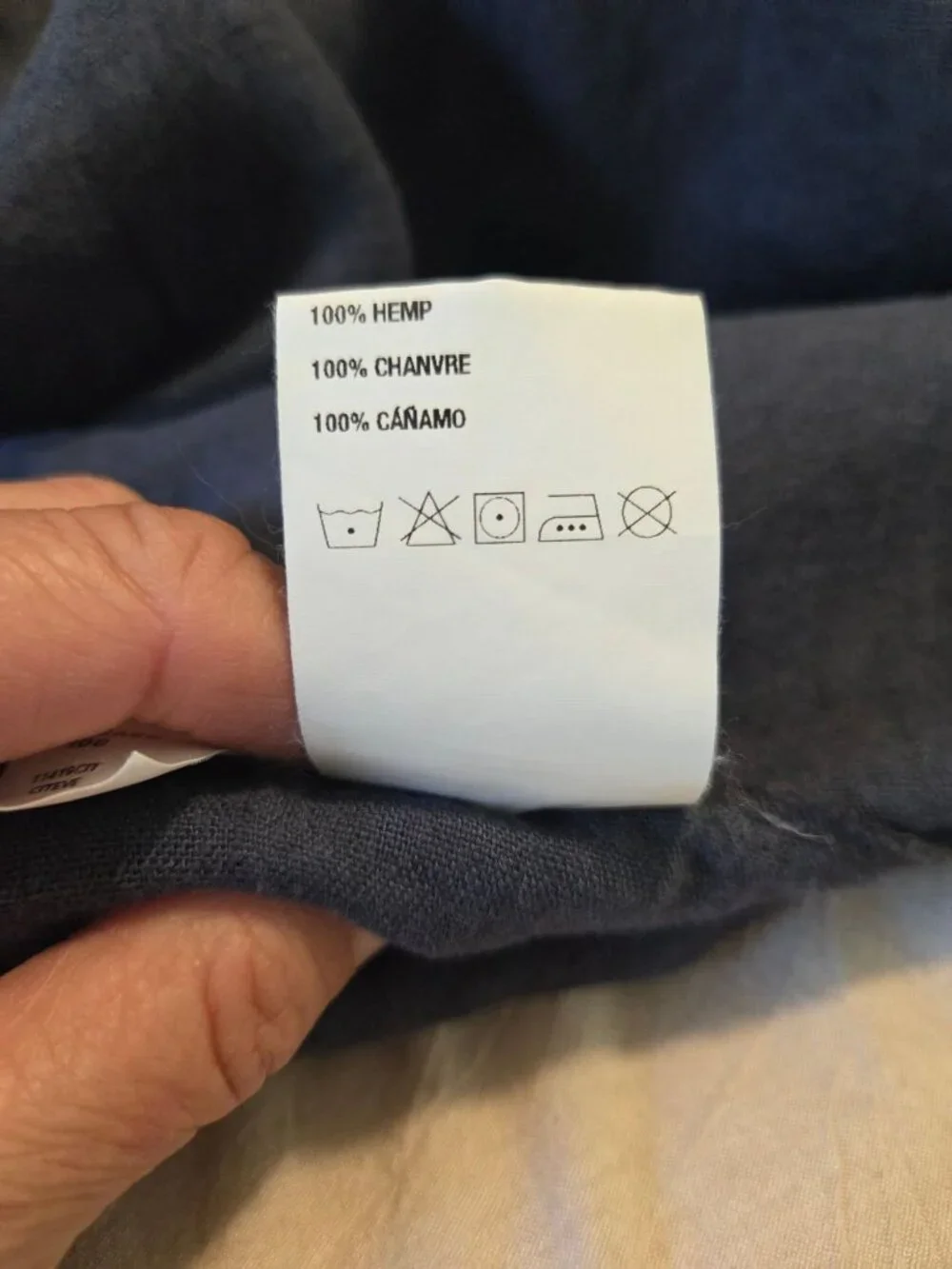 Crate & Barrel Natural Hemp King Duvet Cover Navy Oeko-Tex Standard 100